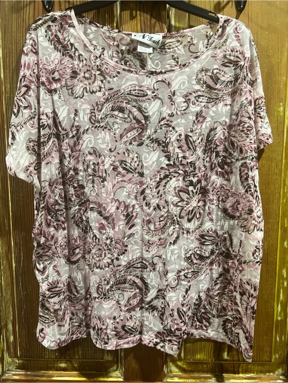 N Touch Pink Floral Paisley Short Sleeve Tee